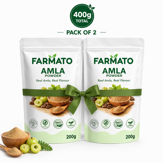 Farmato Pure Amla Powder 400g (200G PACK OF 2) Natural Indian Gooseberry for Daily Wellness