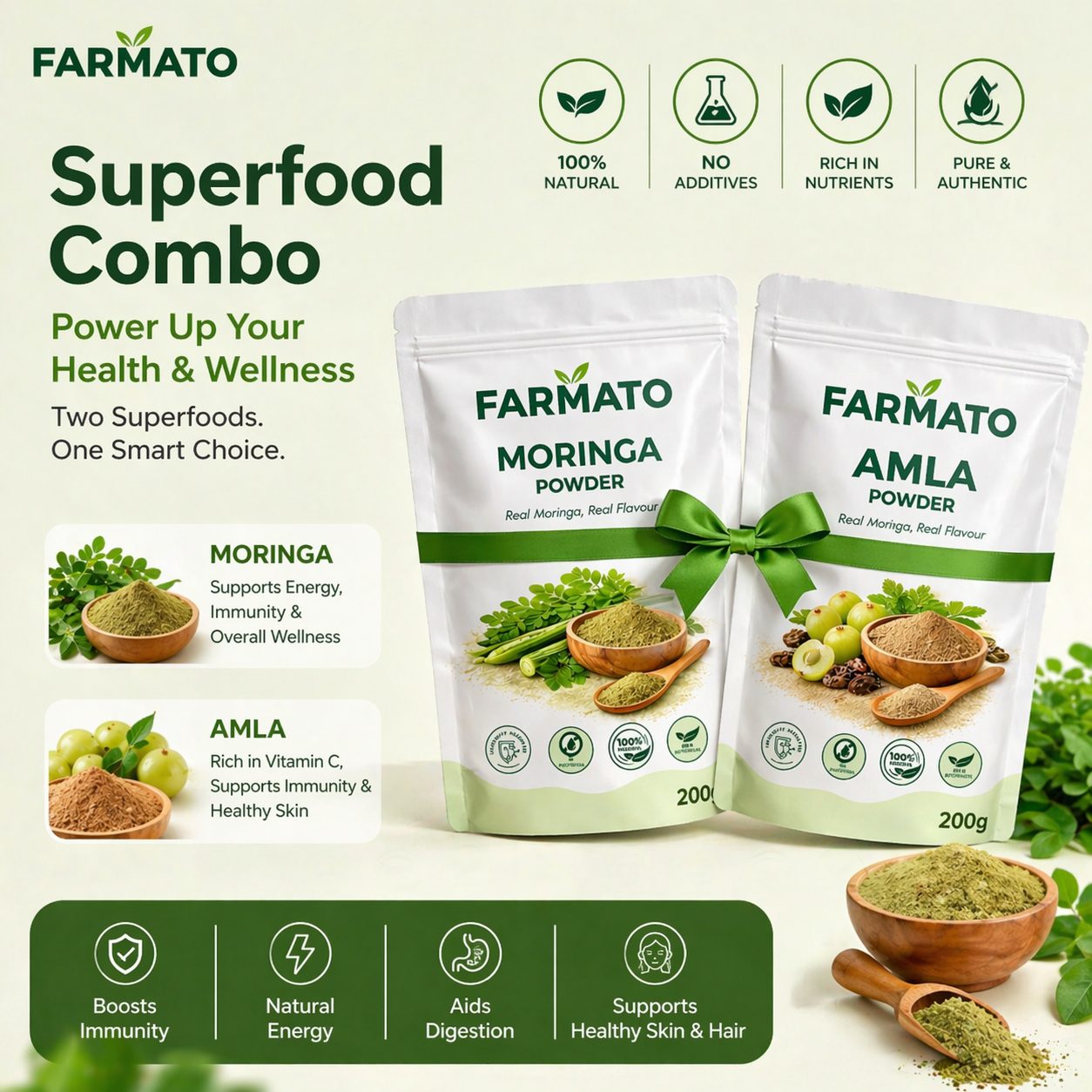 Moringa + Amla Superfood Combo | Energy, Immunity & Complete Wellness Pack | 100% Natural
